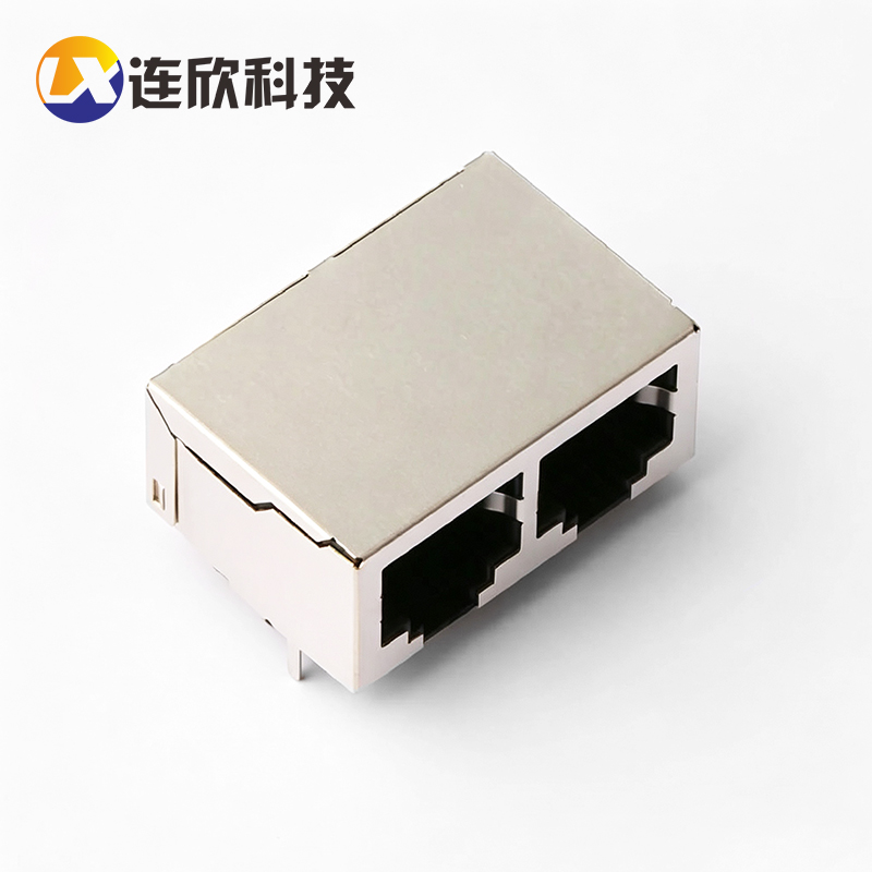 RJ45 90度插板式 1X2并排21.3MM  XDRJ-5903-0238