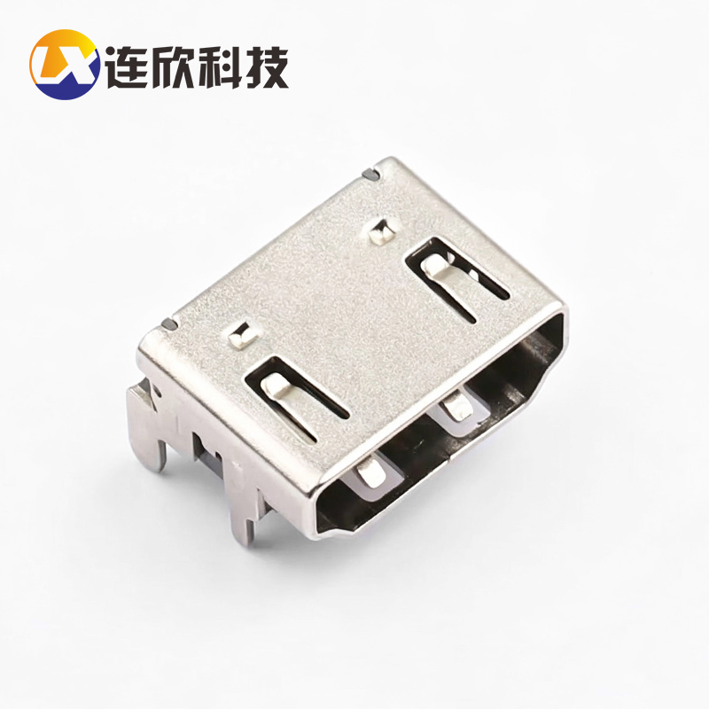 HDMI A TYPE 19PIN母座前插后贴 铜壳  XDHF-1901-C820