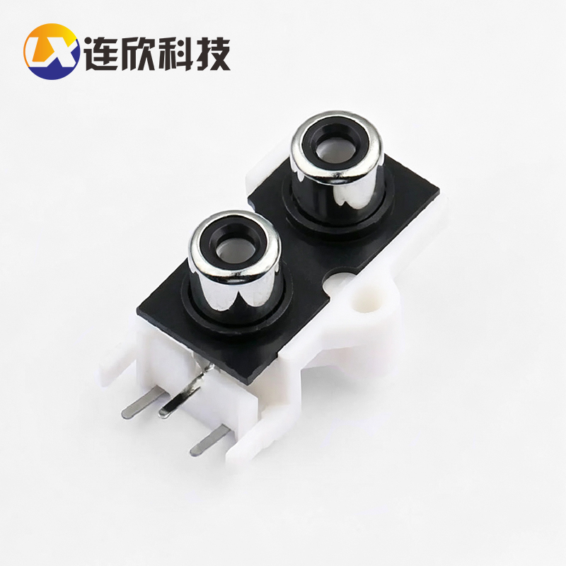 RCA/AV音频座子 1*2双层插板莲花插座 黑色 XDJK-0271-1650