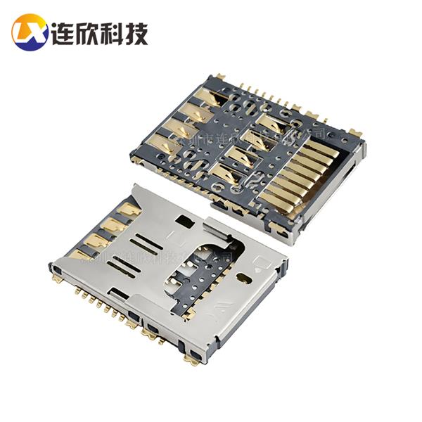 抽拉式 二合一卡座 SIM micro+TF卡座  XDST-B08812-22
