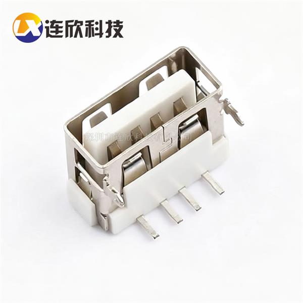 USB 2.0 AF 10.0-6.3H 前二脚插板式无边白胶 XUBF-012-0311