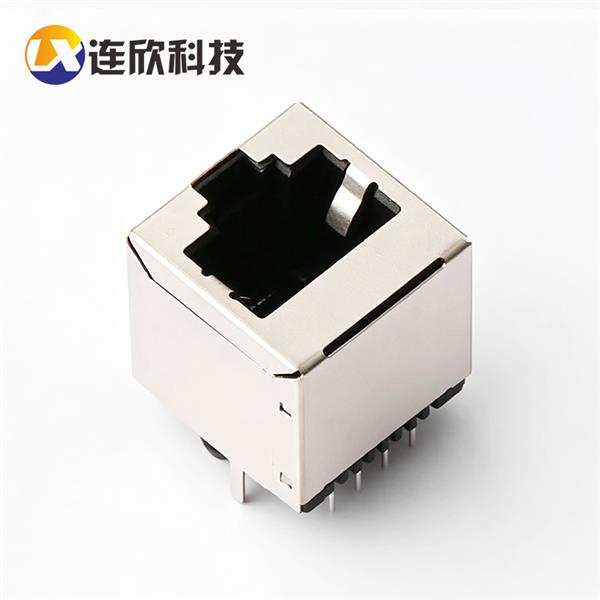 RJ45 180度立式直插板 16长无灯后二脚  XDRJ-5224-005