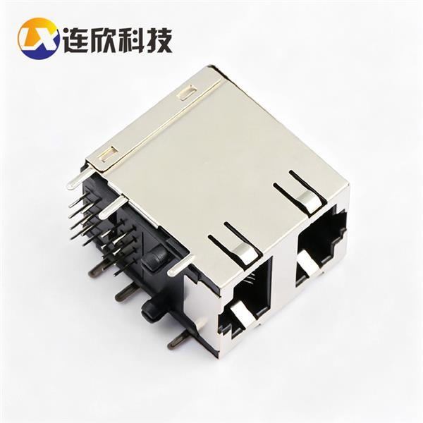 双层RJ45卧式插板 1*2无灯带弹片  XDRJ-1609-001