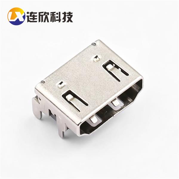 HDMI A TYPE 19PIN母座前插后贴 铜壳  XDHF-1901-C820